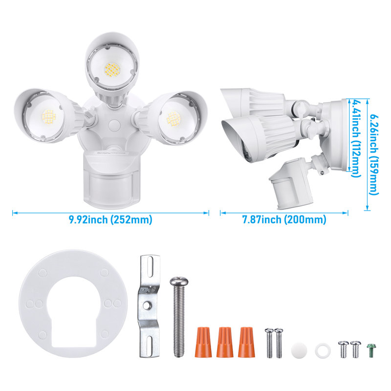 3CCT LED Motion Sensor Security Light, Dusk to Dawn Outdoor Flood Light, 37.5W(300W Eqv.)