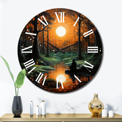 Horloge murale méditation noire et orange