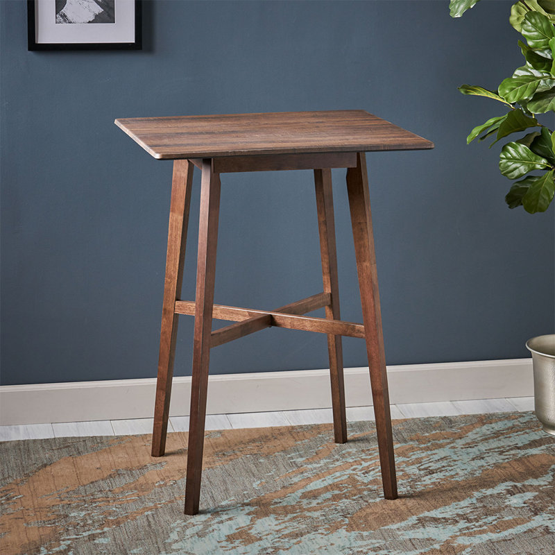 Chesterville dining room table，Modern Bar Height 42" Dining Table, Rubberwood Legs and Laminate Table Top, Walnut