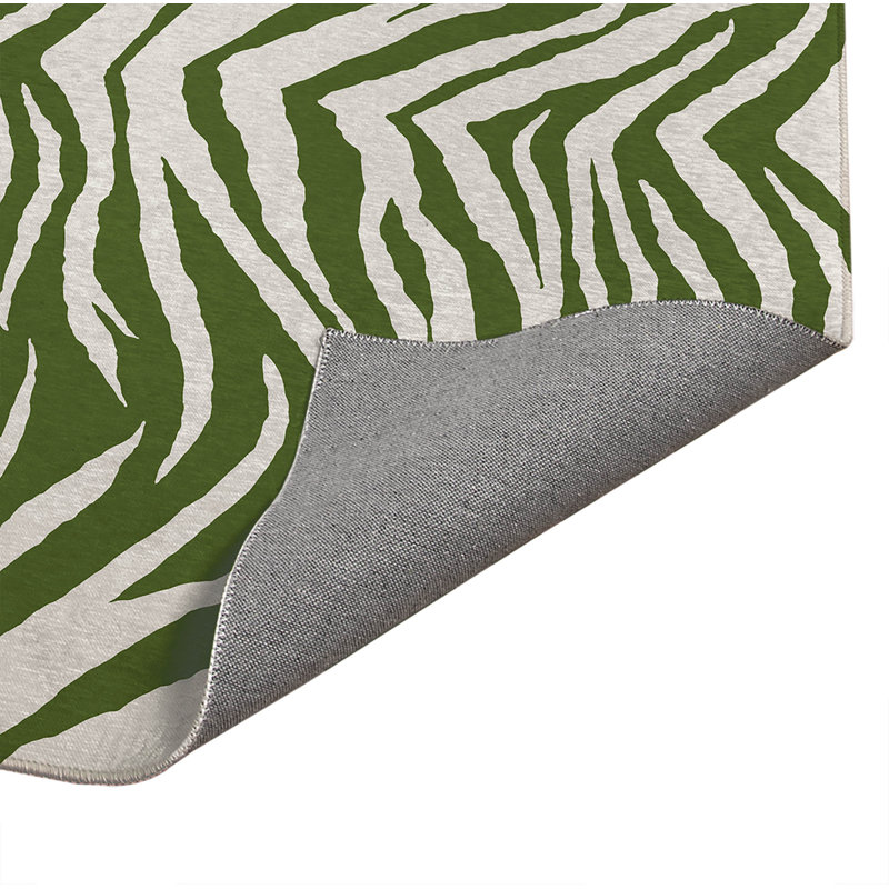 Zebra Patch Low Profile Kitchen Mat, Rectangle 4' x 6', Olive Green