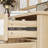 Natural MDF Sideboard Buffet With White Carved Doors And Drawers, Decorative Wall Panel Included