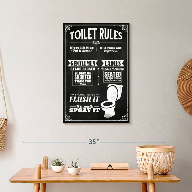 His And Hers Rules of Bathroom, H 24 po x l 16 po x P 1,25 po