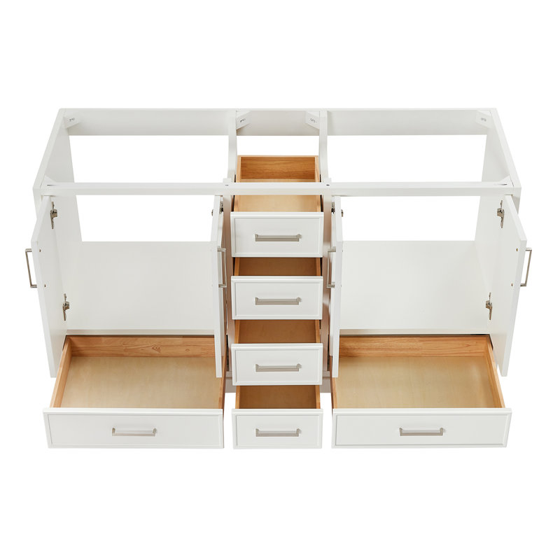 Base de meuble-lavabo double 60,75 po Peightyn seulement, Blanc