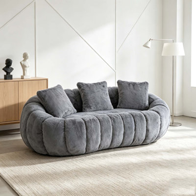 Floral-shaped sofa, ultra-soft faux fur sofa