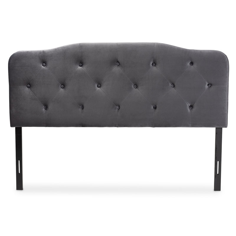 Gregory Gray Velvet Tufted Upholstered Queen Headboard
