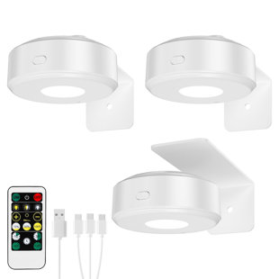 Rechargeable Picture Light, 3 Pcs Wireless Wall Light for Artwork, Remote Control Dimmable, Black Finish (Set of 3)