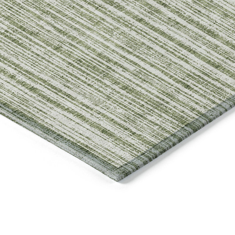 Machine Washable Indoor/Outdoor Chantille ACN760 StripesRug, 8' x 10', Green