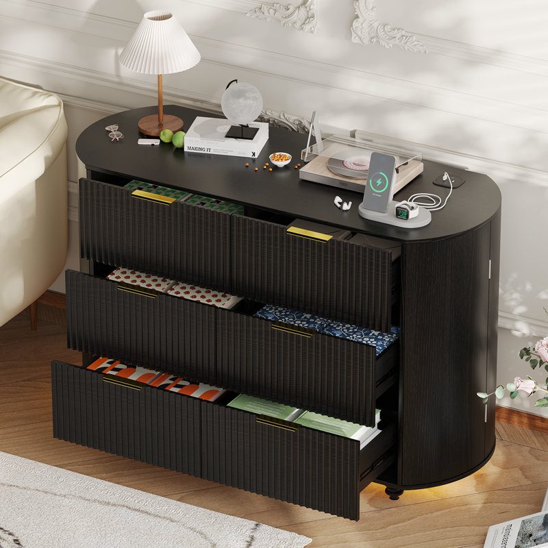 119.9 cm W Chest of 6 Drawers, Black