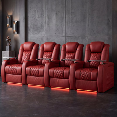 Leather Home Theater Seating with Cup Holder