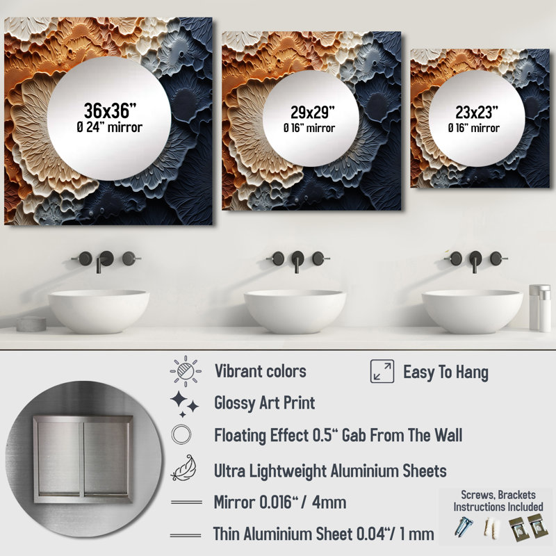 Art mural en miroir Makarama - Stone Geode, 29 po x 29 po