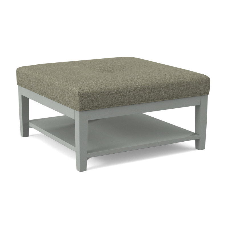 Hammond Square Ottoman, Green and Blue Stripe; 0252-54, Nickel Finish