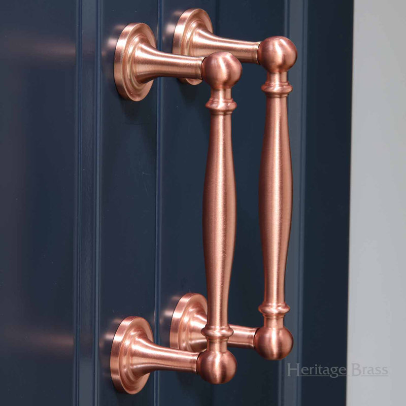 Heritage Brass Heritage Cabinet Pull Colonial Design, 25.4cm H x 2.5cm W x 28cm D, Satin Rose Gold