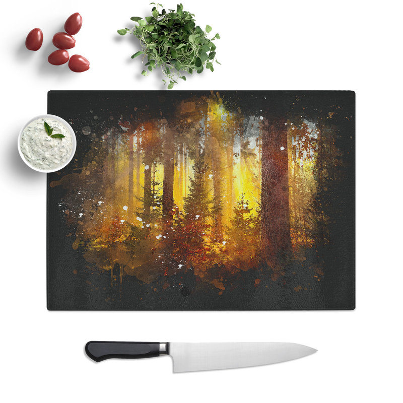 Tempered Glass Mystery Forest Chopping Board, 20 cm x 28.5 cm