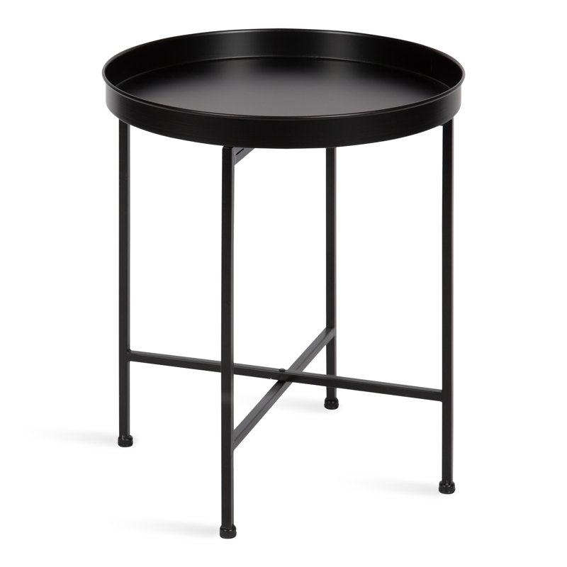 Table de bout avec plateau en fer Dina, H 22 po x l 18,25 po, Noir, Noir