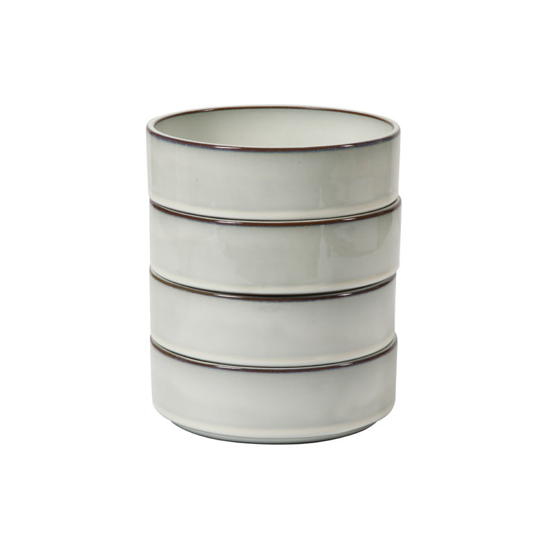  Ensemble de 4 bols à pâtes en terre cuite de 8,6 pouces Santorini Mist, Blanc