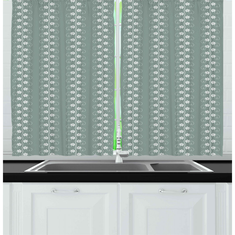 Floral Pointed Kitchen Curtain