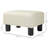 Small Linen Upholstered Foot Stool, Cube In Beige For Living Room Rest, Stool