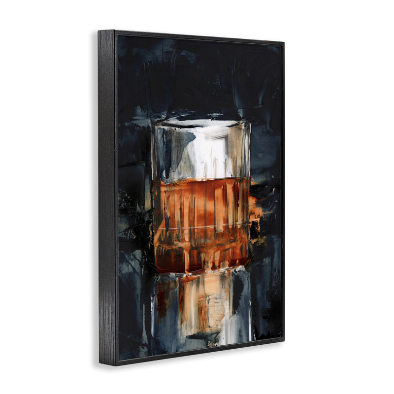  Bourbon en verre, estampe numérique par Ethan Harper, H 18 po x l 12 po, Giclée encadrée noir minuit