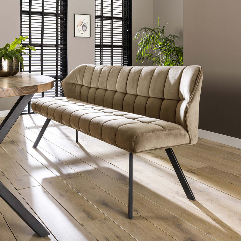 Northbrook Polyester Upholstered Bench, Beige
