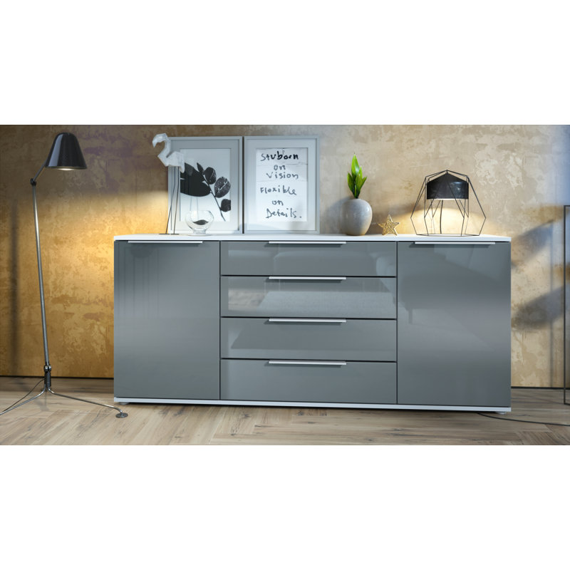 Adans 166.5cm Sideboard, High-gloss Grey