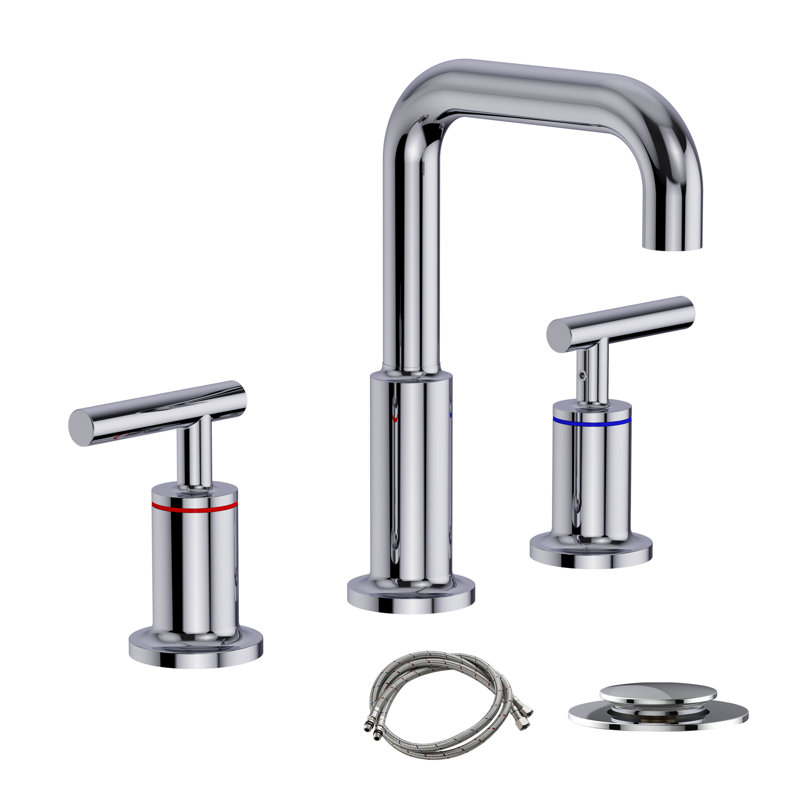 Robinet de lavabo de salle de bain espacé à 2 poignées 8 pouces, Chrome