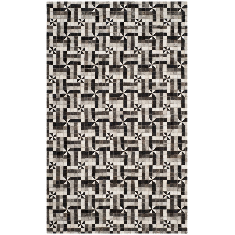 Tapis géométrique en cuir tissé à la main Patricio Studio, Rectangulaire 8 pi x 10 pi