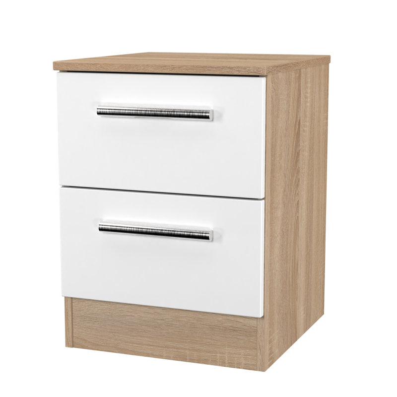 Fully Assembled Chesler 2 Drawer Bedside Table, White