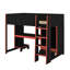 Lit mezzanine double avec bureau intégré, garde-robe, DEL et tiroir-261063671