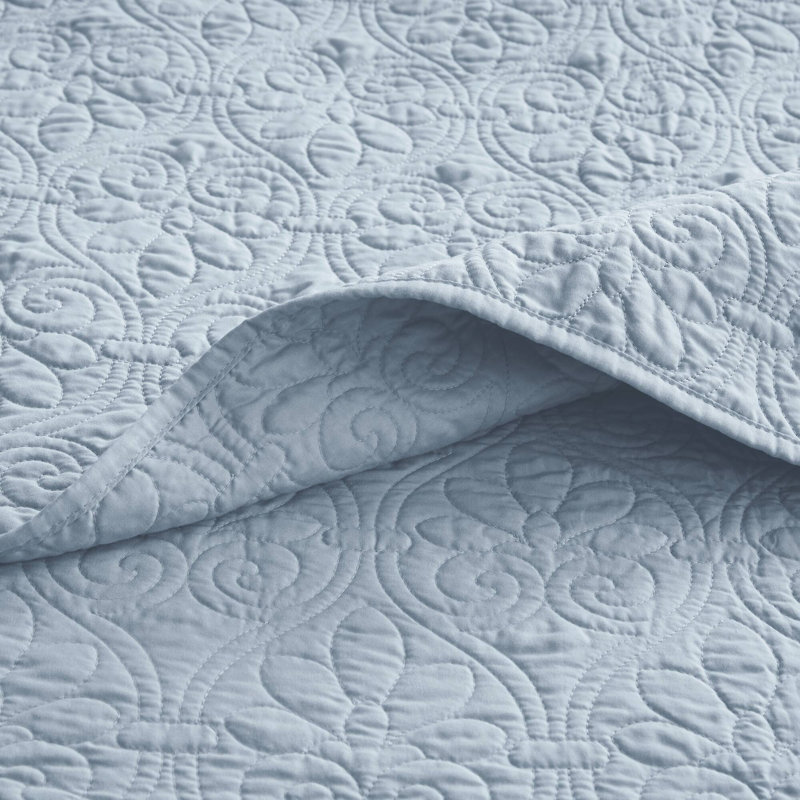 Ensemble de couvre-lit réversible Québec, Couvre-lit de très grande taille et 2 taies déco, Bleu