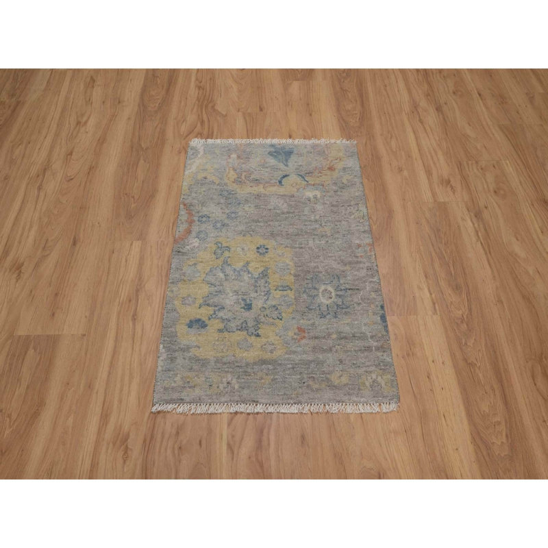 2'x3'1" Beige Broken Pattern with Oushak Design Hand Knotted Mat Wool Rug 2EDA4DDB0D14430C9DE4D47FE205D1AA