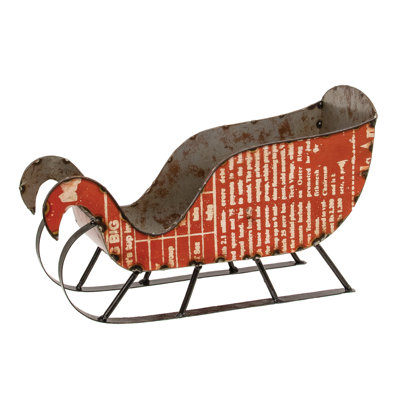 Recycled Red Metal Sleigh
