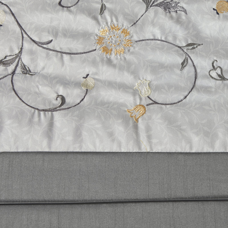 King Gray and Yellow Reversible 7-Piece Bedspread Set