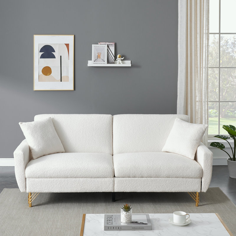  Bertan Upholstered Convertible Sofa, White Foam