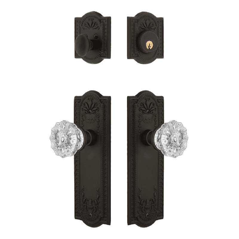 Nostalgic Warehouse Meadows Entry Set with Crystal Knob, 2.75, Oil-Rubbed Bronze