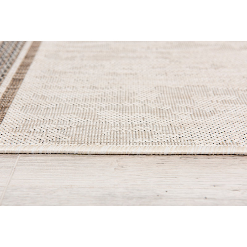 Tapis intérieur / extérieur beige / gris à motif abstrait Tynisa, Rectangle 2 pi 7 po x 5 pi