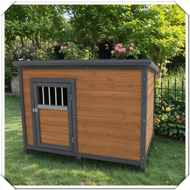 Niche pour chien en bois massif avec portes en PVC imperméables et respirantes