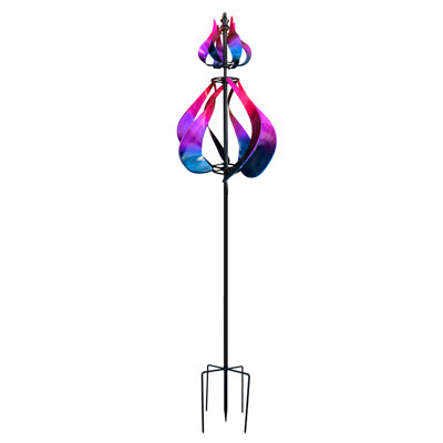 Richmute Flame Purple and Pink Wind Spinner Garden Stake