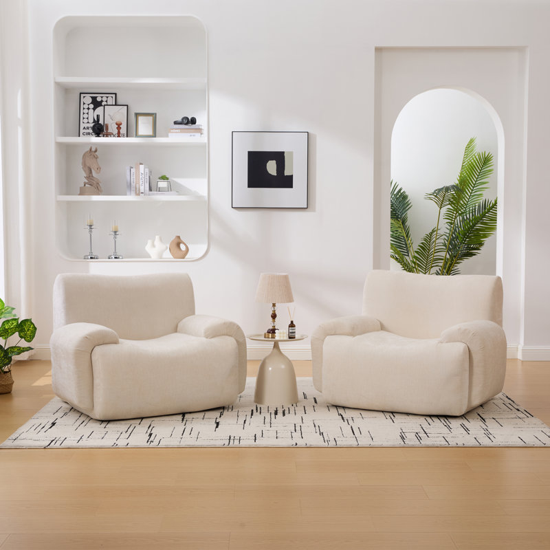 Ensemble de 2 fauteuils rembourrés éponge rembourrés 42,11 po (ensemble de 2), Beige