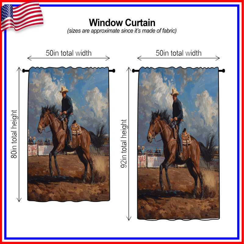 Rideaux Cowboy Rideo, 50 po x 92 po - 1 panneau, Transparent