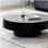 Table basse de 31,49 po avec table gigogne ronde en bois pour appartement, salon moderne et piédestal robuste, noir (même référence: W876P147627)
