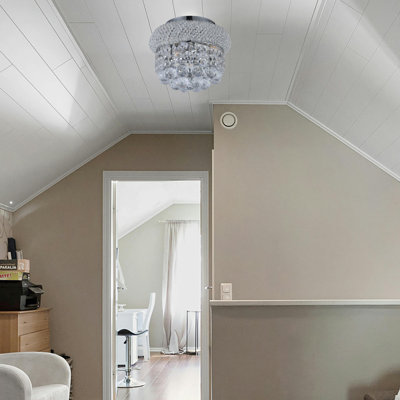 Montrey 4 Lights Empire Flush Chandelier With Crystal Ball Accents