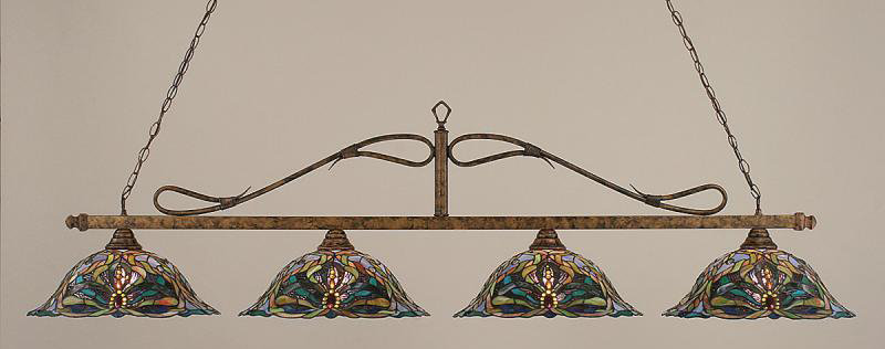 Luminaire suspendu linéaire à 4 lumières pour îlot de cuisine Aquia, Acajou
