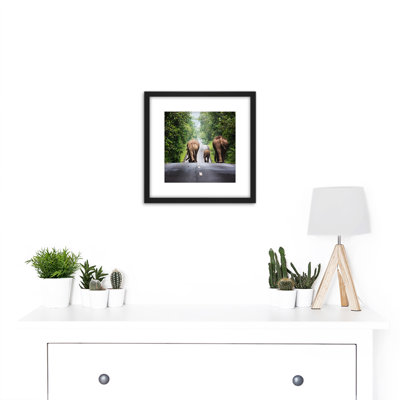 Khunkay Wild Elephants Road Forest Thailand - Single Picture Frame Painting