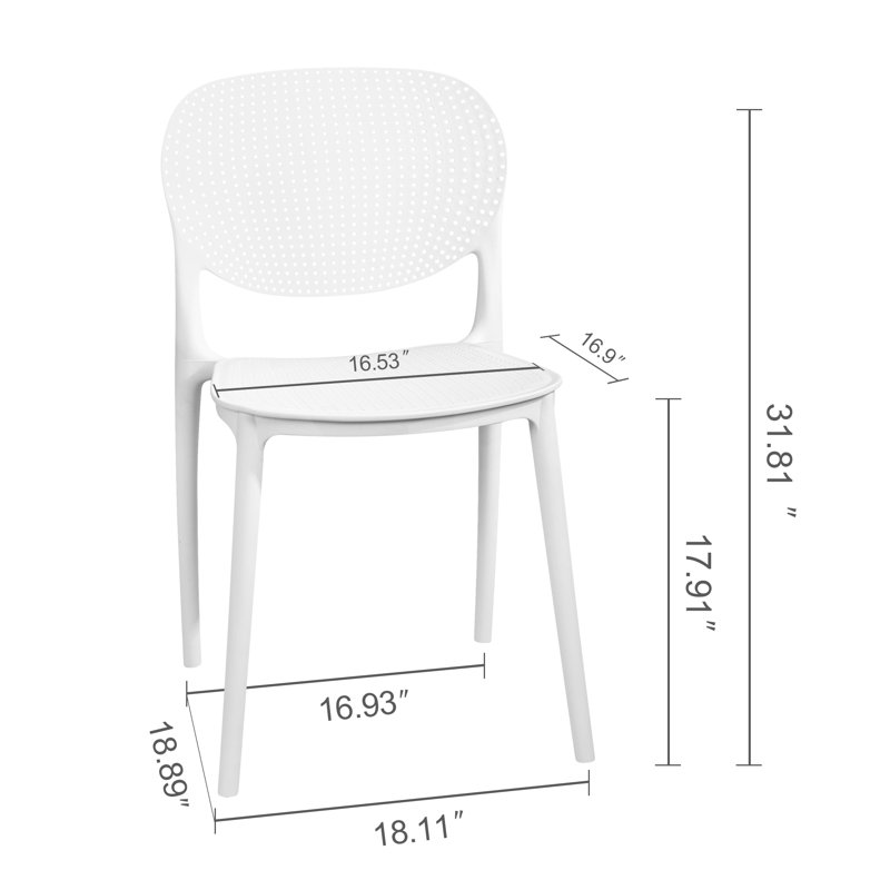 Chaise de salle à manger empilable, Blanc