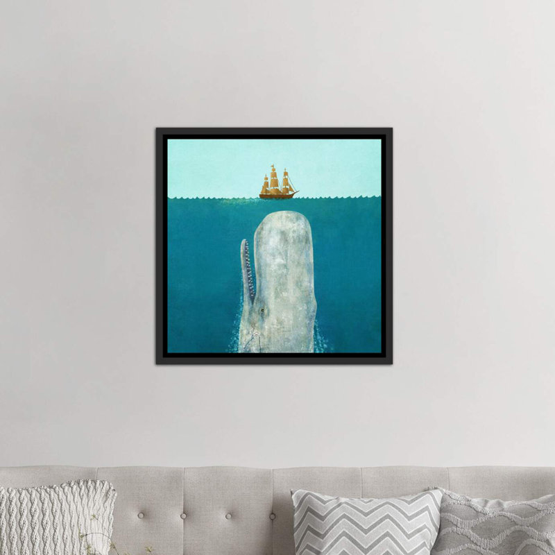 «The Whale Square» par Terry Fan, Toile avec cadre noir, H 18 po x l 18 po x 1,5 po