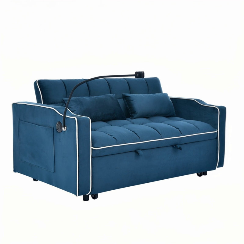 Canapé-lit pliable polyvalent de 55,51 pouces, Bleu