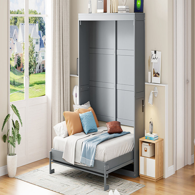 Lit escamotable parchemin Christianins, Double, gris