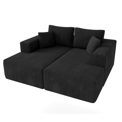Corduroy Chaise Lounge Chair Upholstered Sofa Bed With Deep Seat No Assembly Required, Modern Modular Sleeper by Ivy Bronx