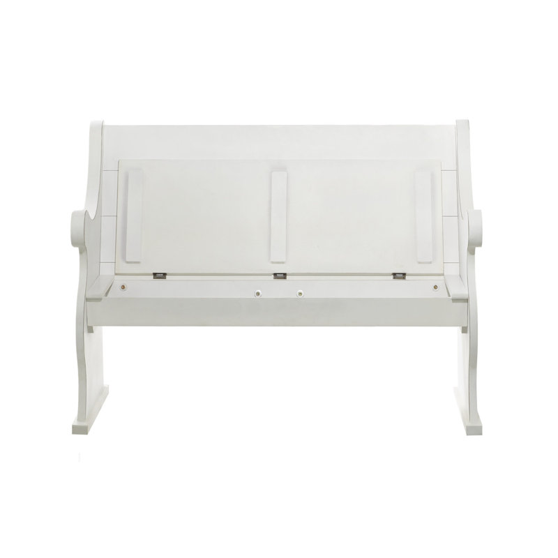 Payton Black Wood Storage Bench with Scrolled Armrests 50" x 24" x 36", White