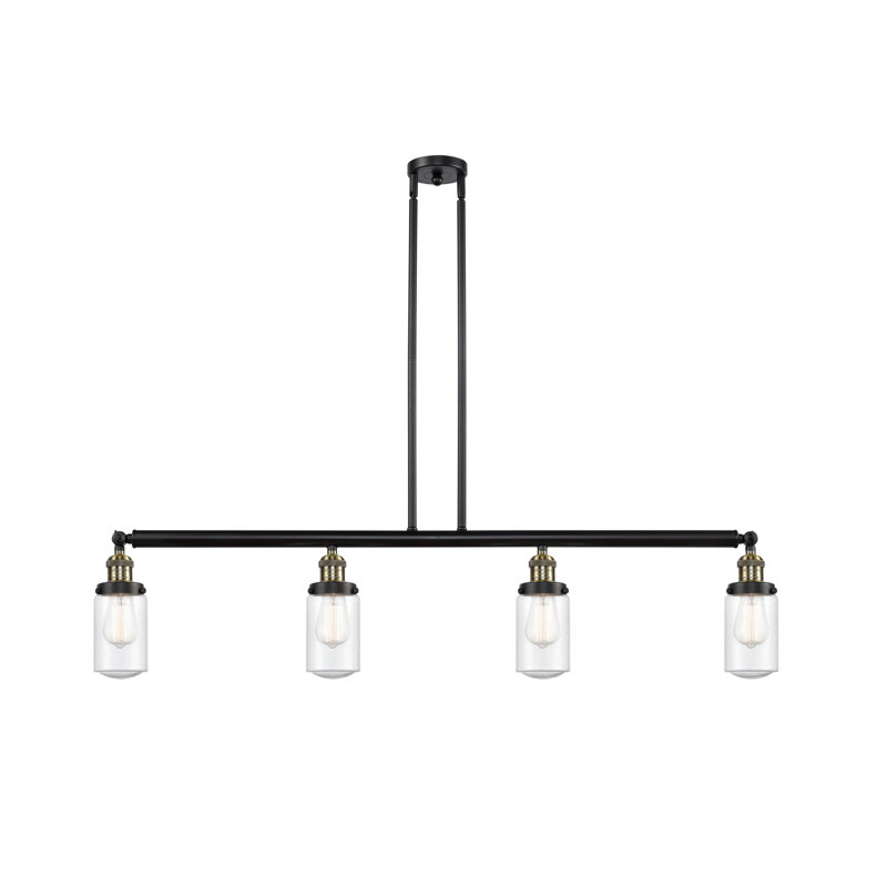 Luminaire suspendu linéaire à 4 lumières pour îlot de cuisine Saroyan, Ampoule non incluse, Grainé, Chrome poli